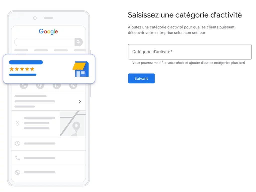 Catégorie d'activité pour créer une page Google Business Profile