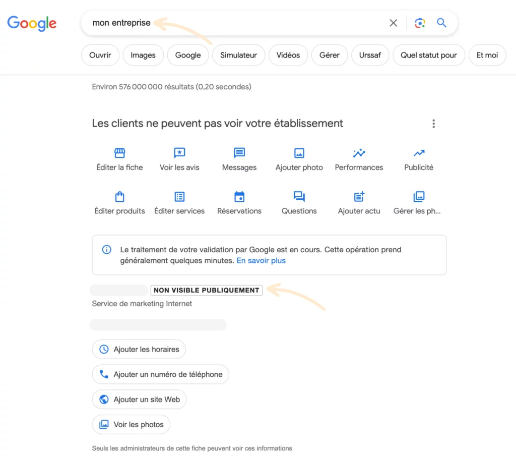 Page Google Business Profile après création