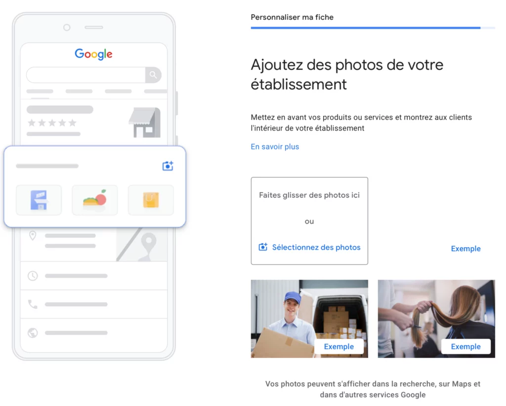 Ajout des photos pour créer une page Google Business Profile