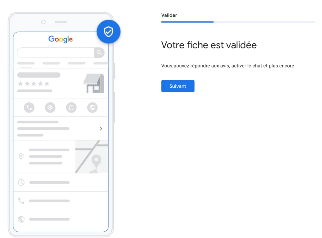 Fiche validée pour créer une page Google Business Profile