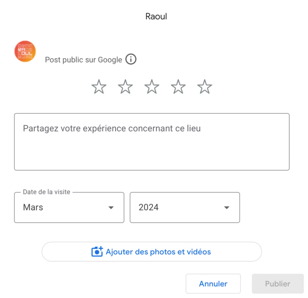 Lien pour laisser un avis Google depuis une affiche avis Google